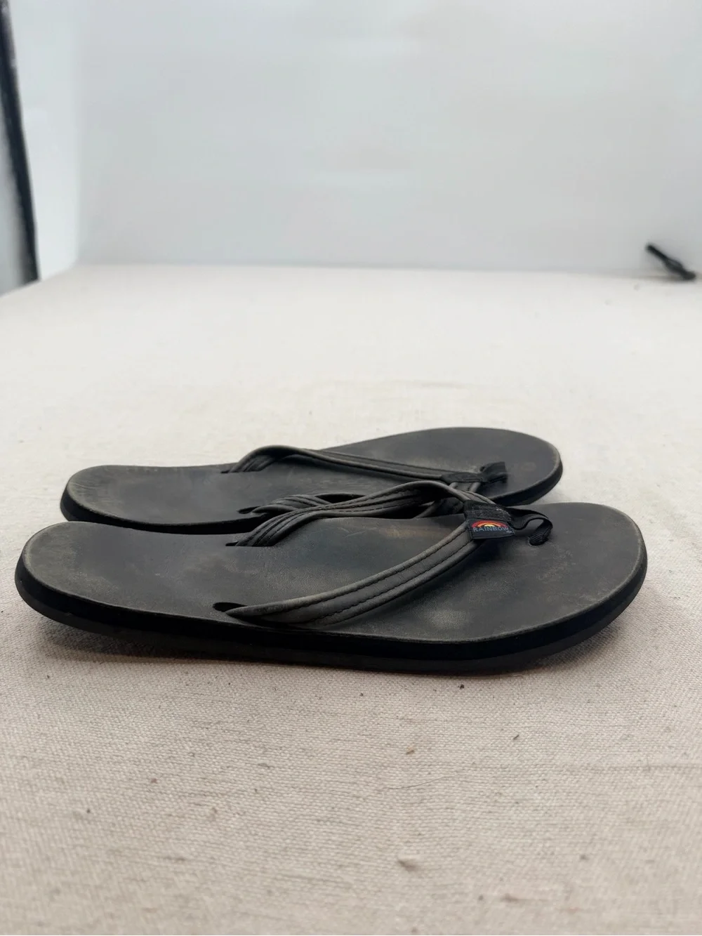 Rainbow Men's Black Double-Strap Flip Flop Sandals